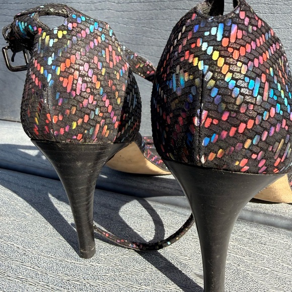Stuart Weitzman Black Sandals with Multicolor Sequin Accents - Picture 2 of 3